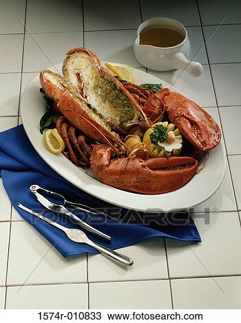 Lobster served in a plate View Large Photo Image Stock Image - Lobster served in a plate. Fotosearch