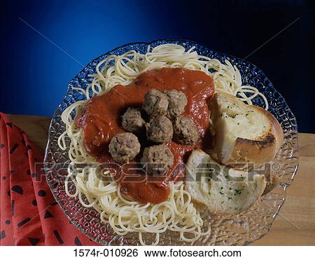 Stock Photograph - Pasta and meatballs. Fotosearch