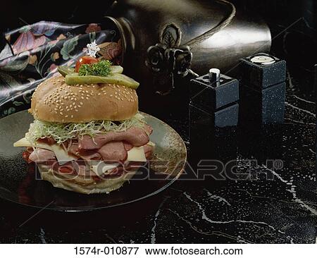 Stock Photo - Sesame seed bun sandwich. Fotosearch