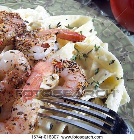 Shrimp Fettuccini Alfredo View Large Photo Image Stock Photo - Shrimp Fettuccini Alfredo. Fotosearch
