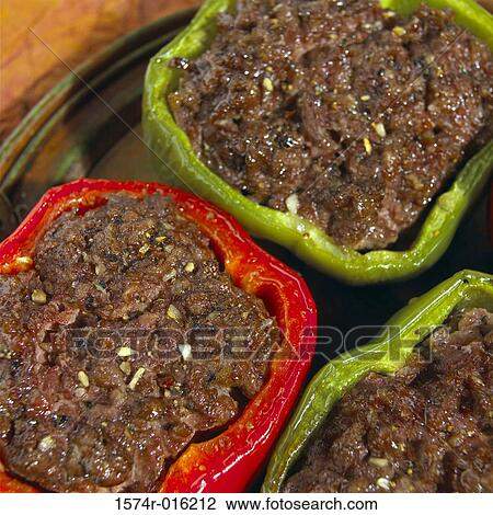 Stock Image - Veal Stuffed Peppers. Fotosearch