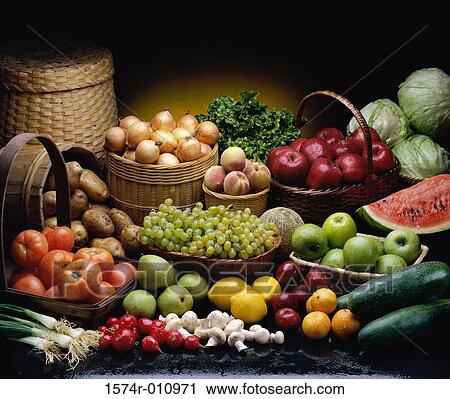 Close-up of various fruits and vegetables View Large Photo Image Stock Image - Close-up of various fruits and vegetables. Fotosearch