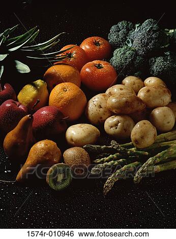 Close-up of various fruits and vegetables View Large Photo Image Stock Photograph - Close-up of various fruits and vegetables. Fotosearch