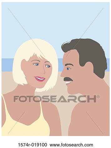 Clipart - Beach People Linda Braucht (20th C. American) Computer Graphics. Fotosearch