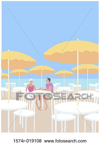 Stock Illustration - Beach Relationship Linda Braucht (20th C. American) Computer Graphics. Fotosearch