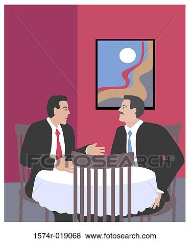 Stock Illustration - Business Lunch in Restaurant Linda Braucht (20th C. American) Computer Graphics. Fotosearch