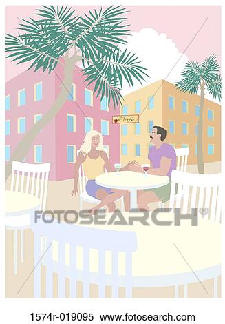 Cafe Couple Linda Braucht (20th C. American) Computer Graphics View Large Illustration Stock Illustration - Cafe Couple Linda Braucht (20th C. American) Computer Graphics. Fotosearch