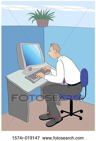Stock Illustration - Computer Guy Linda Braucht (20th C. American) Computer Graphics. Fotosearch