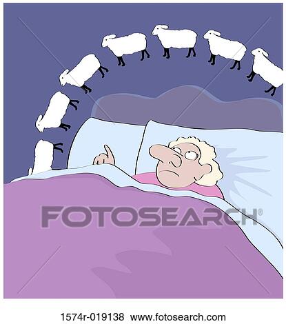 Stock Illustration - Counting Sheep Linda Braucht (20th C. American) Computer Graphics. Fotosearch