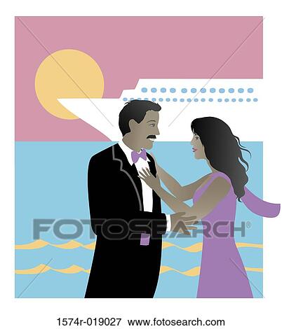 Stock Illustration - Cruise Lovers 2 Linda Braucht (20th C. American) Computer Graphics. Fotosearch