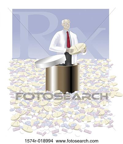 Stock Illustration - Doctor in a Bottle 2004 Linda Braucht (20th C. American) Computer graphics. Fotosearch
