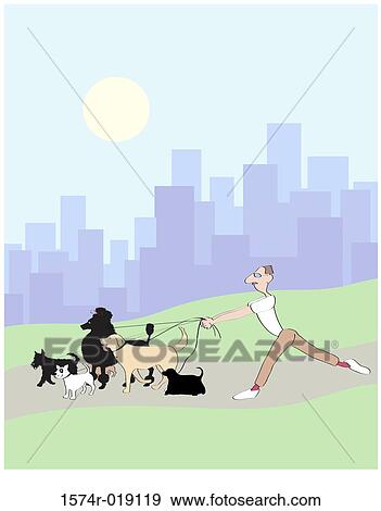 Dog Walker 3 Linda Braucht (20th C. American) Computer Graphics View Large Illustration Stock Illustration - Dog Walker 3 Linda Braucht (20th C. American) Computer Graphics. Fotosearch