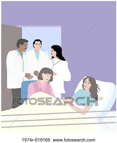 Stock Illustration - Girl in Hospital Linda Braucht (20th C. American) Computer Graphics. Fotosearch