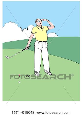 Stock Illustration - Golf Man 1 Linda Braucht (20th C. American) Computer Graphics. Fotosearch
