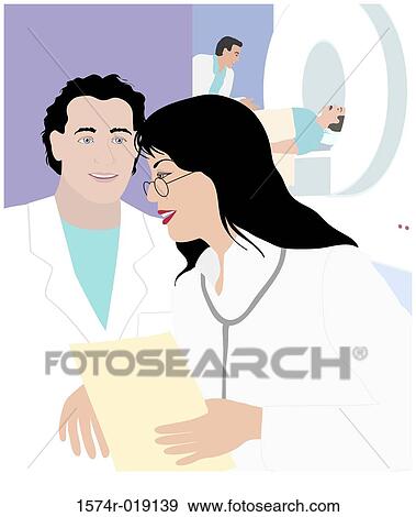 Stock Illustration - Hospital Doctors Linda Braucht (20th C. American) Computer Graphics. Fotosearch