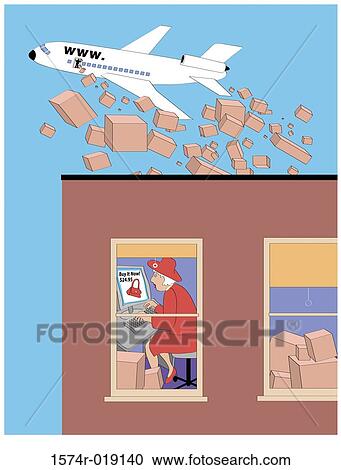 Internet Shopping Linda Braucht (20th C. American) Computer Graphics View Large Illustration Clipart - Internet Shopping Linda Braucht (20th C. American) Computer Graphics. Fotosearch