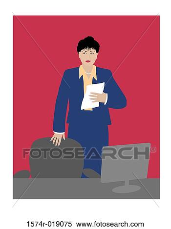 Stock Illustration - Japanese Business Woman Linda Braucht (20th C. American) Computer Graphics. Fotosearch