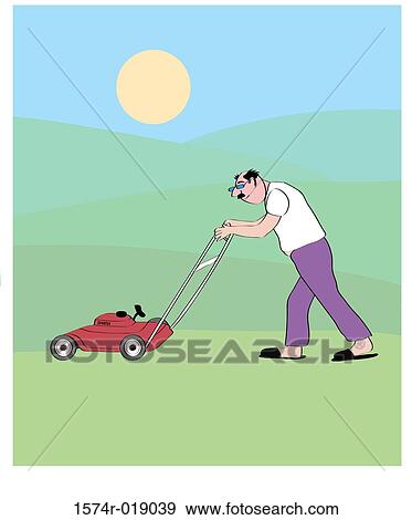 Lawn Mowing Linda Braucht (20th C. American) Computer Graphics View Large Illustration Stock Illustration - Lawn Mowing Linda Braucht (20th C. American) Computer Graphics. Fotosearch
