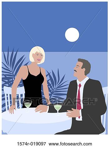 Stock Illustration - Moonlight Couple Linda Braucht (20th C. American) Computer Graphics. Fotosearch