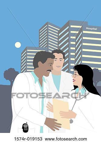 Drawing - Multi Cultural Doctors Linda Braucht (20th C. American) Computer Graphics. Fotosearch