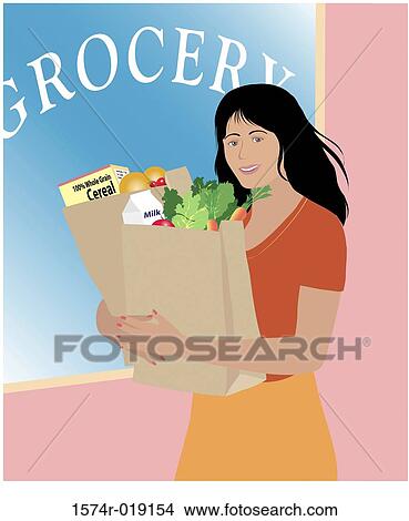 Stock Illustration - Native American at Grocery Linda Braucht (20th C. American) Computer Graphics. Fotosearch