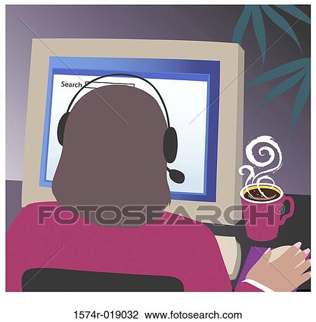 Drawing - Phone Lady 2 Linda Braucht (20th C. American) Computer Graphics. Fotosearch