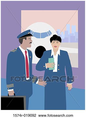 Drawing - The Airline Crew 3 Linda Braucht (20th C. American) Computer Graphics. Fotosearch