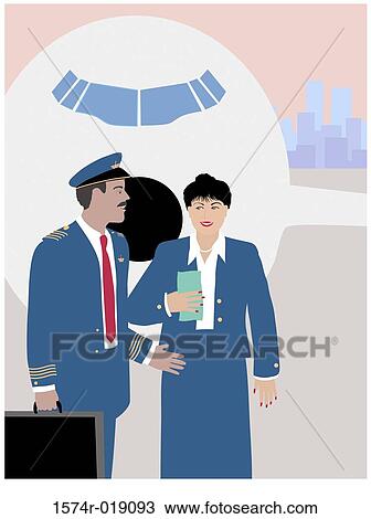 Drawing - The Airline Crew 4 Linda Braucht (20th C. American) Computer Graphics. Fotosearch