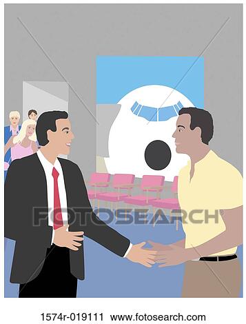 Clip Art - The Airport Meeting Linda Braucht (20th C. American) Computer Graphics. Fotosearch