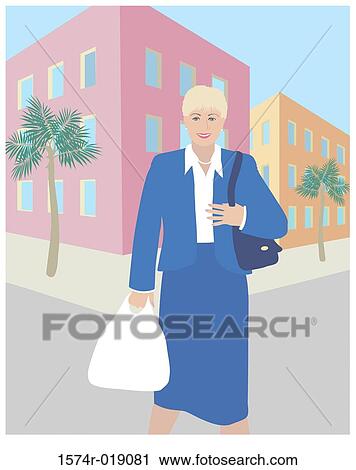 Clip Art - The Blond Business Shopper Linda Braucht (20th C. American) Computer Graphics. Fotosearch