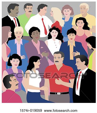 Stock Illustration - The Crowd Linda Braucht (20th C. American) Computer Graphics. Fotosearch