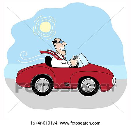 Stock Illustration - The Happy Driver Linda Braucht (20th C. American) Computer Graphics. Fotosearch