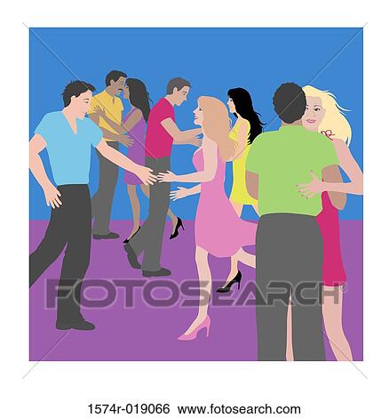 Stock Illustration - The Party 2 Linda Braucht (20th C. American) Computer Graphics. Fotosearch