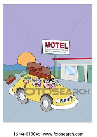 Stock Illustration - Typical Tourist Family Vacation Linda Braucht (20th C. American) Computer Graphics. Fotosearch