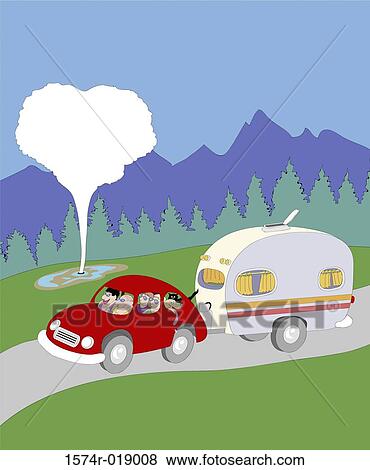 Stock Illustration - Vacation in Yellowstone 2004 Linda Braucht (20th C. American) Computer graphics. Fotosearch