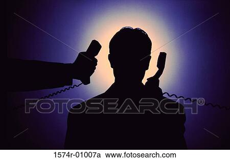 Silhouette of a businessman with two telephone receivers next to him View Large Photo Image Stock Image - Silhouette of a businessman with two telephone receivers next to him. Fotosearch