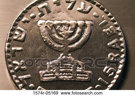 Stock Photo - Close-up of a Hanukkah gelt. Fotosearch