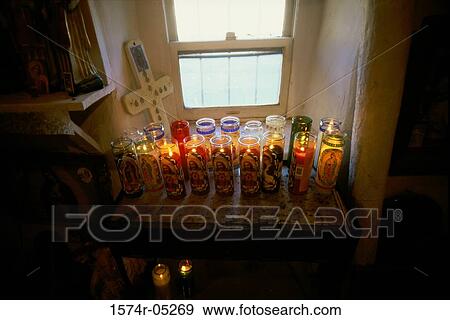 Close-up of lit candles, Chimayo, New Mexico, USA View Large Photo Image Stock Photo - Close-up of lit candles, Chimayo, New Mexico, USA. Fotosearch