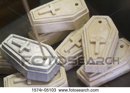 Stock Image - High angle view of an incense stick and incense stick stands. Fotosearch