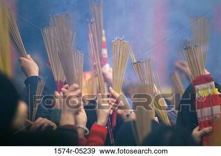 Stock Photo - Religious gathering at Wong Tai Sin Temple, Kowloon, Hong Kong, China. Fotosearch