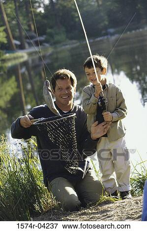 Stock Photo - Father and his son fishing. Fotosearch