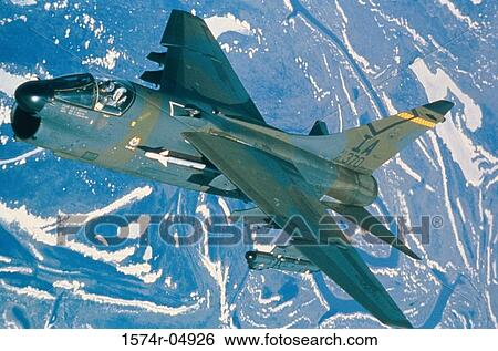 Aerial view of an A-7 Corsair II aircraft in flight View Large Photo Image Stock Photograph - Aerial view of an A-7 Corsair II aircraft in flight. Fotosearch