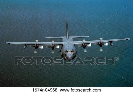 Aerial view of an AC-130H flying over the sea View Large Photo Image Stock Photo - Aerial view of an AC-130H flying over the sea. Fotosearch