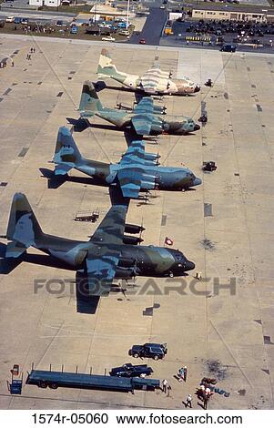 Stock Image - Aerial view of an EC-130 International Flightline. Fotosearch