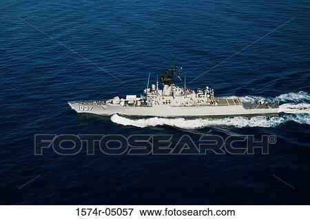Aerial view of the USS Bronstein sailing in the sea View Large Photo Image Stock Photo - Aerial view of the USS Bronstein sailing in the sea. Fotosearch