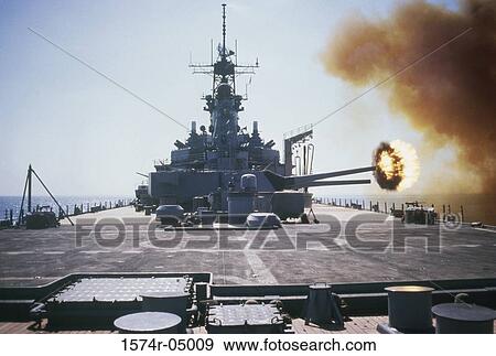 Firing of a Mark 7 Gun on the USS Wisconsin View Large Photo Image Stock Photo - Firing of a Mark 7 Gun on the USS Wisconsin. Fotosearch