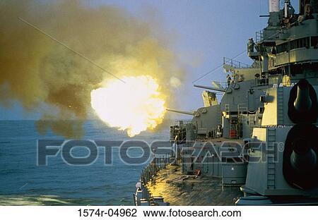 Guns firing from the USS Iowa View Large Photo Image Stock Image - Guns firing from the USS Iowa. Fotosearch