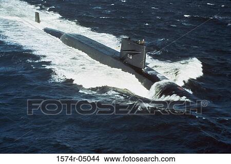 High angle view of a US Navy submarine in the sea View Large Photo Image Picture - High angle view of a US Navy submarine in the sea. Fotosearch