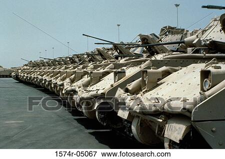 M-3 Bradley fighting vehicles preparing for deployment back to the USA after Operation Desert Storm, Saudi Arabia View Large Photo Image Stock Photo - M-3 Bradley fighting vehicles preparing for deployment back to the USA after Operation Desert Storm, Saudi Arabia. Fotosearch