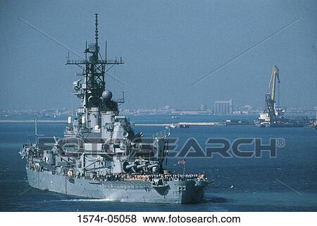 Stock Photo - USS Missouri in the sea. Fotosearch